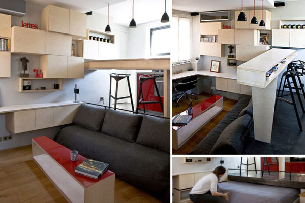 50 Small Studio Apartment 14 600x400 - 50 Ý TƯỞNG THIẾT KẾ CĂN HỘ STUDIO NHỎ 2019 (P2)